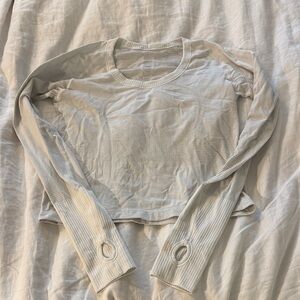 lululemon athletica white cropped Long Sleeve Top
